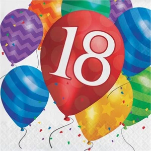 Balloon Blast 16 Ct 18 Luncheon Napkins 18th Birthday Party - Picture 1 of 1