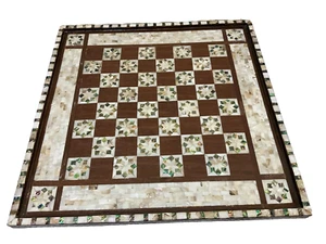 Handmade Wooden Chess Board, Wood Chess Board, Game Board, Mother of Pearl Inlay - Picture 1 of 14