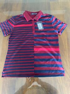 NWT WOMEN'S G/FORE POLO, SIZE: M, COLOR: NAVY/RED/PINK (K6.14)