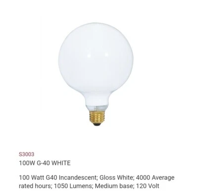(2) Satco S3003 Decorative And DIMMABLE  NON-LED 100W Globe Lightbulbs - Image 1 of 3