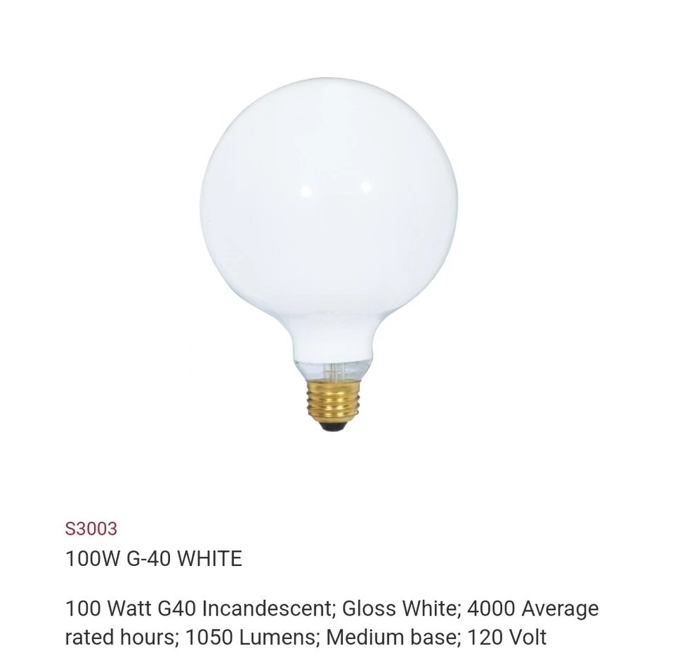 (2) Satco S3003 Decorative And DIMMABLE  NON-LED 100W Globe Lightbulbs - Image 1 of 3