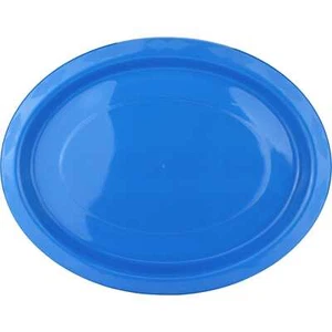 Royal Blue Oval Reusable Plastic Plates Party Supplies Bpa Free Pack of 25 - Picture 1 of 1