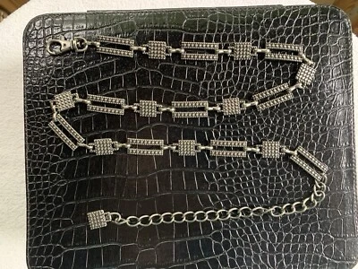 Металлическая цепочка ремень женщин средний серебристый текстурированный геометрический хипстер подвеской богемное - Изображение 1 из 4