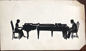 Louise Browning 1931 Man And Woman Playing Pianos Early And Rare Silhouette