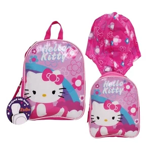 2 in 1 SANRIO Hello Kitty Flower Mini Backpack w Hood Toddler Preschool Girl Bag - Picture 1 of 10