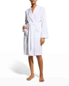 Women's Eileen Fisher Robe Organic Cotton Waffle-Stitch Spa White Size SM Belted - Picture 1 of 7