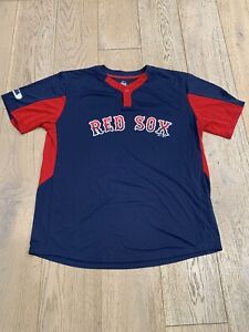 Boston Red Sox Henley Short Sleeve Majestic Cool Base Jersey Size XL