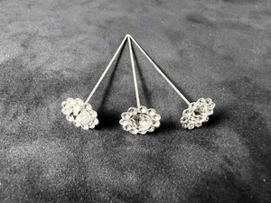 24 Bouquet Pins Corsage Wedding Round Floral Design Crystal Rhinestone Diamond - Picture 1 of 6