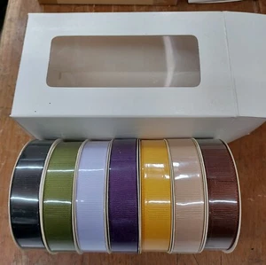 Boxed Set Create & Craft Grosgrain Ribbon x 7 rolls . 3mtrs on each 15mm wide. - Picture 1 of 3