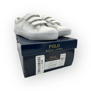 NWT Polo Ralph Lauren Kids LT Pink Eastern II Ez Sneaker Shoes White Size 11.5 - Picture 1 of 10