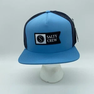 Salty Crew Men's Alpha Twill Trucker Hat Cap Mesh Back Blue Logo Adjustable - Foto 1 di 7