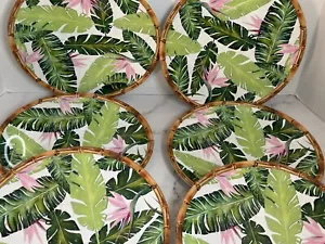 Tommy Bahama Plates Melamine Green Tropical Plates Set of (6) - Picture 1 of 11