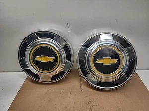 Set of 2 1973-1987 1/2 Ton Chevy Truck Hubcaps 4x4 10.5" Dog Dish OEM - Picture 1 of 4