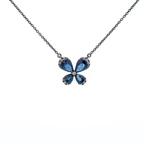 Collana con diamanti zaffiro stile farfalla - Foto 1 di 5