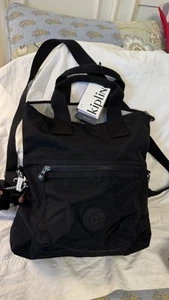 Kipling ELEVA Convertible Crossbody Tote Bag Handtasche Schwarz Ton Neu mit Etikett! - Bild 1 von 8