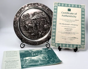Bradford Exchange Plate Pewter Blacksmith's Workshop Certificate Leaflet Boxed - Foto 1 di 18