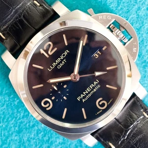 Panerai Luminor 1950 3 días PAM01033 GMT 44 MM automático acero esfera azul caja - Imagen 1 de 19