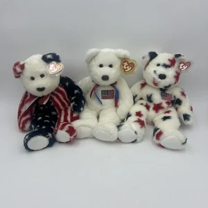 Lot Of Three Ty Beanie Buddy America Bears Spangle, Libearty And Glory. Nice - Picture 1 of 16
