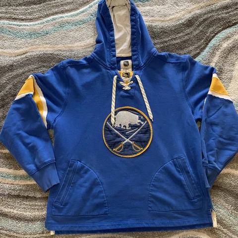 NHL Sweater Adult XL Blue Buffalo Sabres Pullover Hoodie Mens blue and yellow Cover