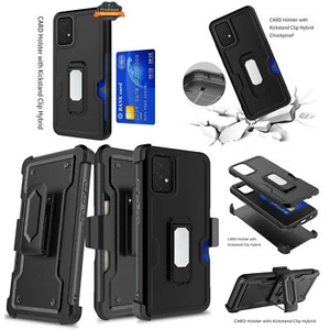 For Apple iPhone SE 2022 /SE/8/7 Armor Clip Card Slot Holster Stand Case Cover - Picture 1 of 10
