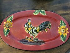 Red Rooster Oval Plate-Vintage