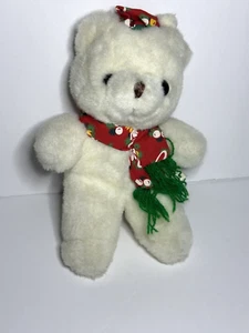 Cappello sciarpa orsacchiotto bianco coccola con peluche natalizio 6 pollici - Foto 1 di 6