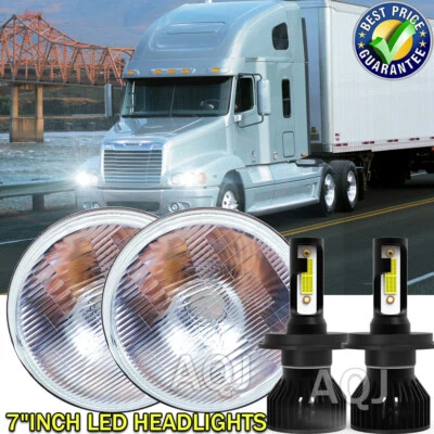 Pair 7" LED Headlights Chrome Hi/Lo DRL For Freightliner Century Class 1996-2011 - Image 1 of 4