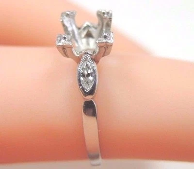 Antique Art Deco Setting Mounting Hold 5.5 MM Platinum Ring Size 4 UK-H EGL USA - Image 1 of 4