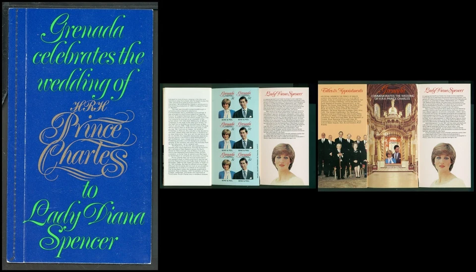 Гренада Скотт #1055 SA буклет принц Чарльз леди Диана свадьбы CV$8 + - Изображение 1 из 1