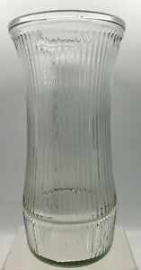Vintage Signed Hoosier Ribbed Clear Glass Bouquet Vase 4088-B 8.5" Tall