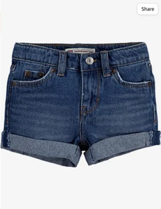 Levi's Girls' Girlfriend Fit Denim Shorty Shorts Size 10 Regular - Evie Blue - Picture 1 of 2