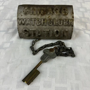 Vintage or Antique Watchman Chicago Watch Clock Station w/Key Cast Iron - Picture 1 of 15