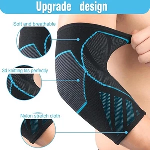 🆕 Mangas de compresión para codo Tendinitis Tenis Golf Negro Azul Mediano - Imagen 1 de 6