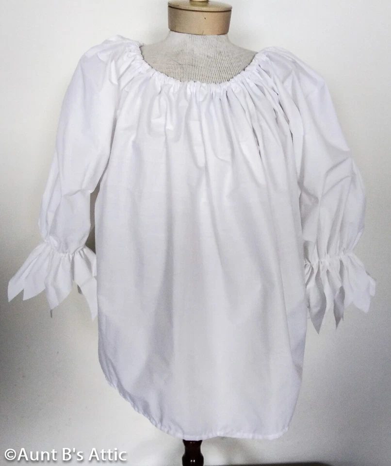 Blusa Campesina Pirata Damas Blanca Mezcla Poliéster/Algodón Manga 3/4 Blusa OS Foto 1 de 3