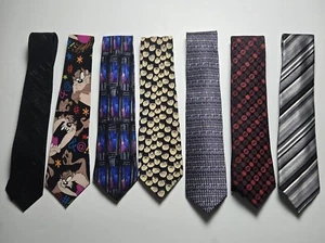 Vintage Lot Of 7 Men's Silk Ties, Variety Of Names, Bundle Sold As One! - Picture 1 of 8