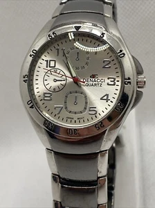 Denacci Mens Silver Tone Quartz Watch Works New Battery! - Picture 1 of 5