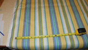 Tela de tapicería con estampado a rayas amarillo azul blanco F1305 - Imagen 1 de 1