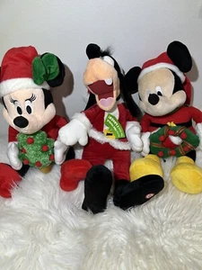 Disney Mickey, Minnie Mouse And Goofy Plush Holiday Outfits (READ DESCRIPTION) - Picture 1 of 7