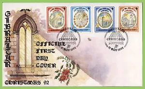 Gibraltar 1992 Christmas set on First Day Cover - Picture 1 of 1