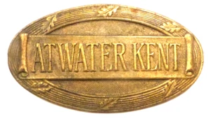 vintage ATWATER KENT METAL BOX RADIO: BRASS A-K MEDEALLIOIN. 2 & 1/4" long - Picture 1 of 2