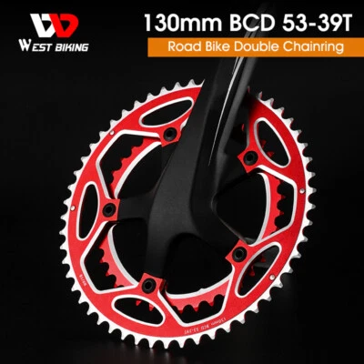 WEST BIKING Road Bike Chainring 130BCD 39/53T Tooth Plate for 8/9/10/11 Speed - Image 1 of 4