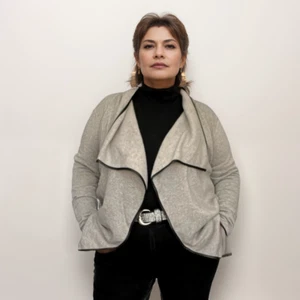 ROCKTHOSECURVES WOMENS LADIES FLEECE JACKET WATERFALL CARDIGAN CARDI COAT - Picture 1 of 5