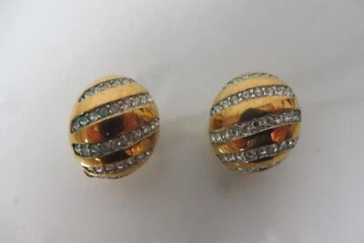 Schöne, ausgefallene Ohrringe / Clips , vergoldet mit Steinen   , Pierre Lang - Bild 1 von 4