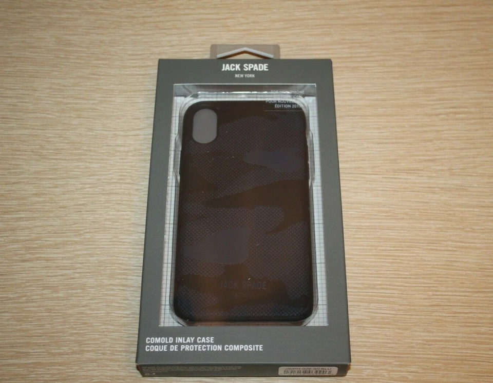 Funda con incrustación de molde JACK SPADE Co para iPhone X sombra camuflaje cuero azul  Foto 1 de 4