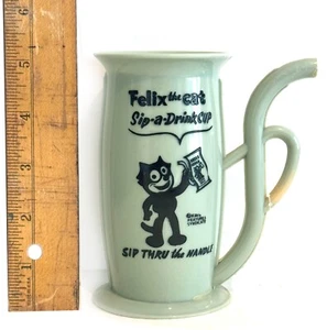 Vintage Felix die Katze SIP-A-DRINK hellgrün 5" Plastikbecher (um 1950er-60er) - Bild 1 von 6