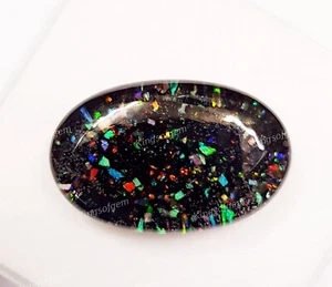 20 Ct Australian Black Fire Opal Doublet Oval Shape Loose Gemstone - Picture 1 of 6