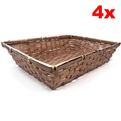 4 x Wicker Basket Hamper Bamboo Gift Basket Box Christmas Display Storage Basket - Image 1 of 4