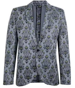 NEW Haunted Mansion Wallpaper Printed Suit Jacket Blazer Glow In The Dark S/M - Picture 1 of 4