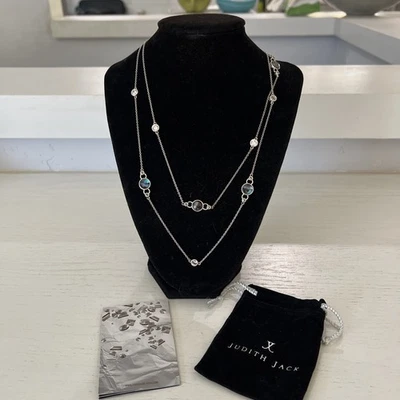 Nuevo con etiquetas Collar Largo Judith Jack Swarovski Cristal Marcasita Plata de Ley Foto 1 de 4