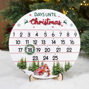 Wooden Christmas Countdown Sign | Rustic Advent Calendar Wreath Holiday Decor - Picture 1 of 9